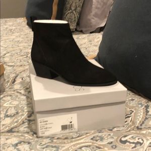 Black suede sole society bootie